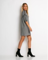 Φόρεμα πλεκτό mini κοντομάνικο γκρι