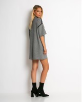 Φόρεμα πλεκτό mini κοντομάνικο γκρι
