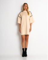 Φόρεμα πλεκτό mini κοντομάνικο cream