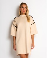 Φόρεμα πλεκτό mini κοντομάνικο cream