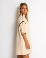 Φόρεμα πλεκτό mini κοντομάνικο cream
