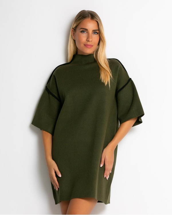 Φόρεμα πλεκτό mini κοντομάνικο cream