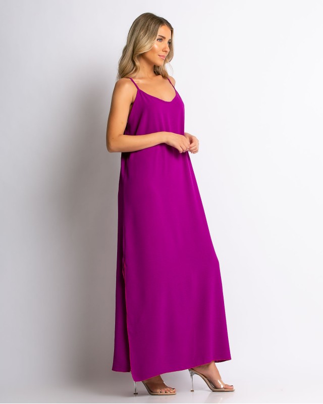 Φόρεμα ραντάκι με σκίσιμο magenta