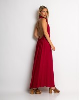 Φόρεμα αμάνικο με γιακά κόκκινο