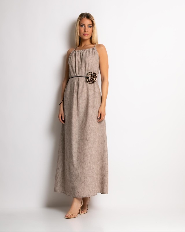 Φόρεμα maxi & ζώνη με leopard λεπτομέρεια πούρο Φόρεμα maxi & ζώνη με leopard λεπτομέρεια πούρο