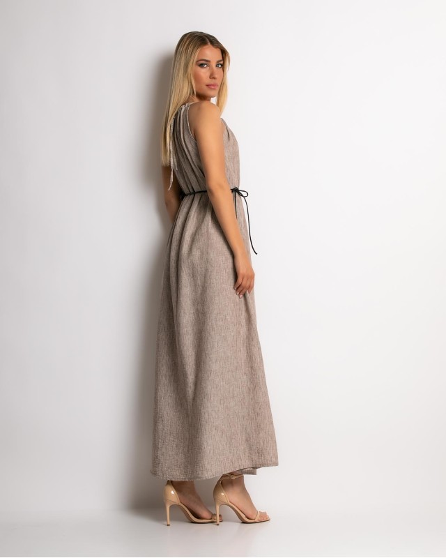 Φόρεμα maxi & ζώνη με leopard λεπτομέρεια πούρο Φόρεμα maxi & ζώνη με leopard λεπτομέρεια πούρο