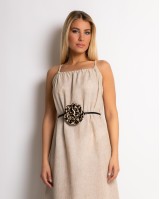 Φόρεμα maxi & ζώνη με leopard λεπτομέρεια μπεζ Φόρεμα maxi & ζώνη με leopard λεπτομέρεια μπεζ