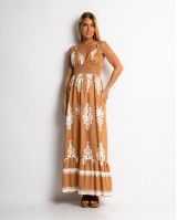 Φόρεμα boho με μοτίβα ταμπά