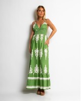 Φόρεμα boho με μοτίβα λαδί Φόρεμα boho με μοτίβα λαδί