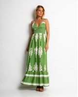 Φόρεμα boho με μοτίβα λαδί Φόρεμα boho με μοτίβα λαδί