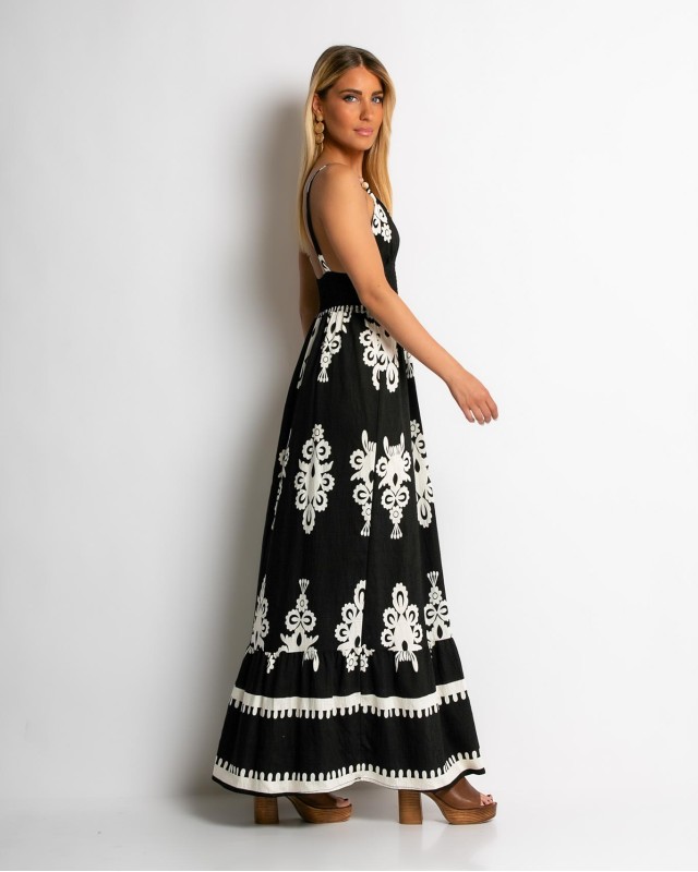 Φόρεμα boho με μοτίβα μαύρο Φόρεμα boho με μοτίβα μαύρο