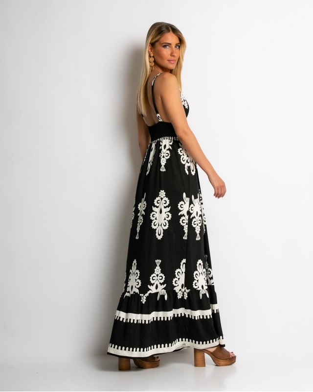 Φόρεμα boho με μοτίβα μαύρο Φόρεμα boho με μοτίβα μαύρο