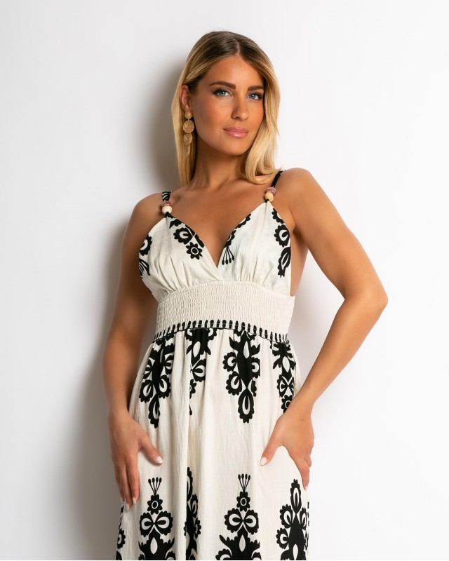 Φόρεμα boho με μοτίβα εκρού Φόρεμα boho με μοτίβα εκρού