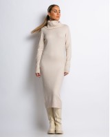 Φόρεμα ζιβάγκο πλεκτό με απαλή υφή cream