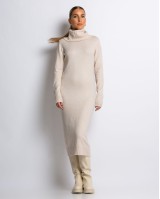 Φόρεμα ζιβάγκο πλεκτό με απαλή υφή cream