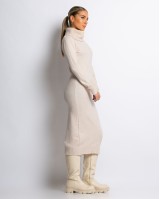 Φόρεμα ζιβάγκο πλεκτό με απαλή υφή cream