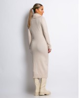 Φόρεμα ζιβάγκο πλεκτό με απαλή υφή cream