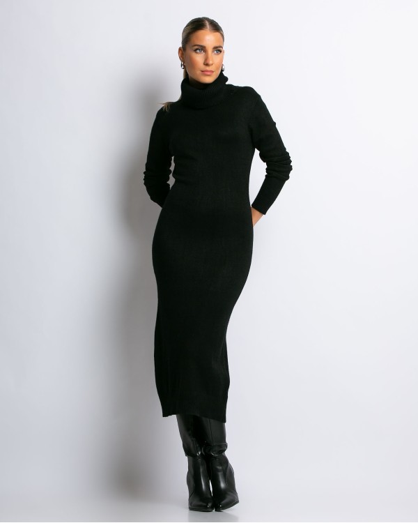 Φόρεμα ζιβάγκο πλεκτό με απαλή υφή κυπαρισσί