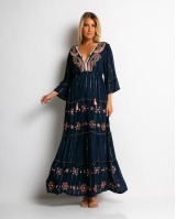 Φόρεμα με χρυσό print & V λαιμόκοψη navy-ροζ Φόρεμα με χρυσό print & V λαιμόκοψη navy-ροζ