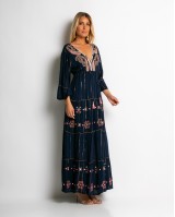 Φόρεμα με χρυσό print & V λαιμόκοψη navy-ροζ Φόρεμα με χρυσό print & V λαιμόκοψη navy-ροζ