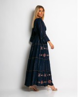 Φόρεμα με χρυσό print & V λαιμόκοψη navy-ροζ Φόρεμα με χρυσό print & V λαιμόκοψη navy-ροζ
