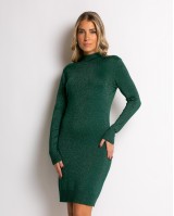 Φόρεμα midi λούρεξ με κλειστή λαιμόκοψη λούρεξ πράσινο