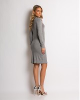 Φόρεμα midi λούρεξ με κλειστή λαιμόκοψη λούρεξ γκρι