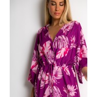 Ολόσωμο σορτς εμπριμέ magenta