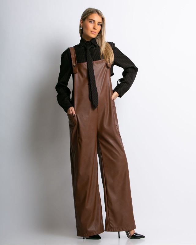 Σαλοπέτα δερματίνη καφέ