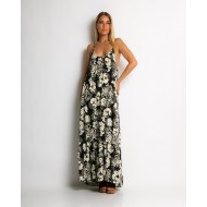 Φόρεμα boho με εμπριμέ σχέδιο μαύρο