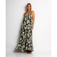 Φόρεμα boho με εμπριμέ σχέδιο μαύρο