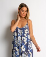 Φόρεμα boho με εμπριμέ σχέδιο navy