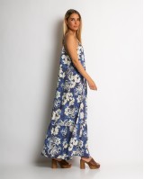 Φόρεμα boho με εμπριμέ σχέδιο navy