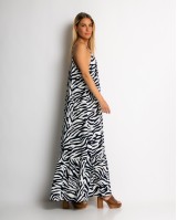 Φόρεμα animal print με βολάν τελείωμα navy Φόρεμα animal print με βολάν τελείωμα navy