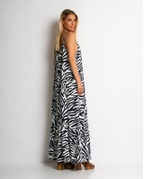 Φόρεμα animal print με βολάν τελείωμα navy Φόρεμα animal print με βολάν τελείωμα navy