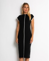 Φόρεμα πλεκτό με απαλή υφή & κάθετες γραμμές μαύρο