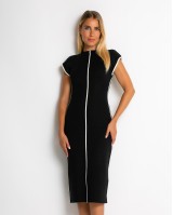 Φόρεμα πλεκτό με απαλή υφή & κάθετες γραμμές μαύρο