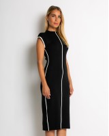 Φόρεμα πλεκτό με απαλή υφή & κάθετες γραμμές μαύρο