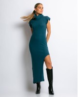 Φόρεμα αμάνικο με βάτες και άνοιγμα στο πλάι πέτρολ