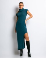 Φόρεμα αμάνικο με βάτες και άνοιγμα στο πλάι πέτρολ