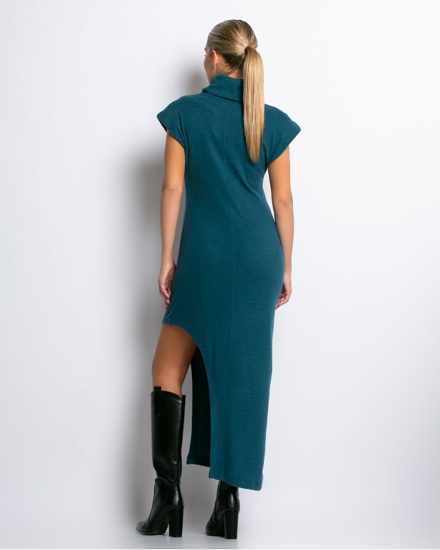 Φόρεμα αμάνικο με βάτες και άνοιγμα στο πλάι πέτρολ