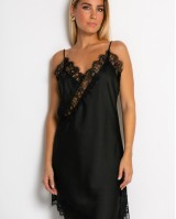 Φόρεμα ασύμμετρο με δαντέλα μαύρο