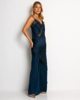 Φόρεμα ασύμμετρο με δαντέλα navy