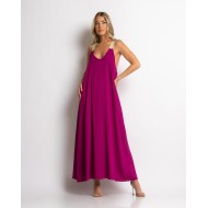 Φόρεμα αμάνικο με σχέδιο στην πλάτη magenta