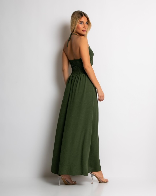 Φόρεμα maxi με cut out χακί Φόρεμα maxi με cut out χακί