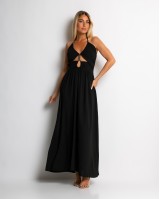 Φόρεμα maxi με cut out μαύρο Φόρεμα maxi με cut out μαύρο
