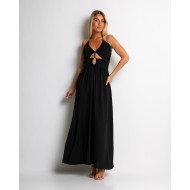 Φόρεμα maxi με cut out  μαύρο