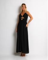 Φόρεμα maxi με cut out μαύρο Φόρεμα maxi με cut out μαύρο
