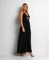 Φόρεμα maxi με cut out μαύρο Φόρεμα maxi με cut out μαύρο