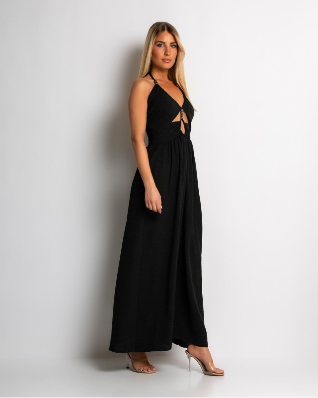 Φόρεμα maxi με cut out μαύρο Φόρεμα maxi με cut out μαύρο